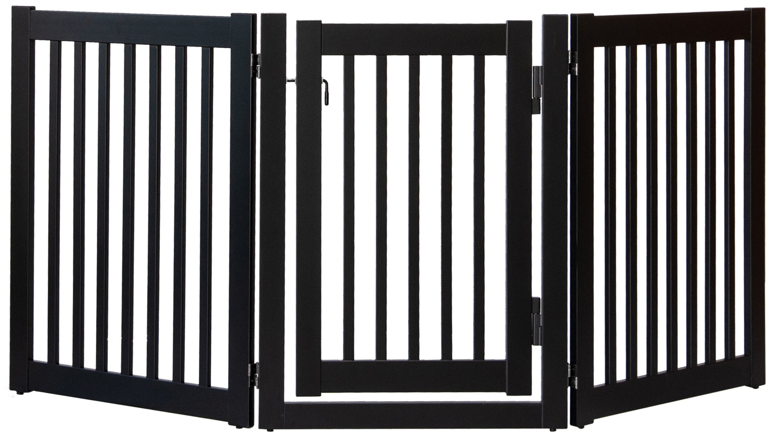 Amish Handcrafted 3 Panel Pet Gate w/Door Black