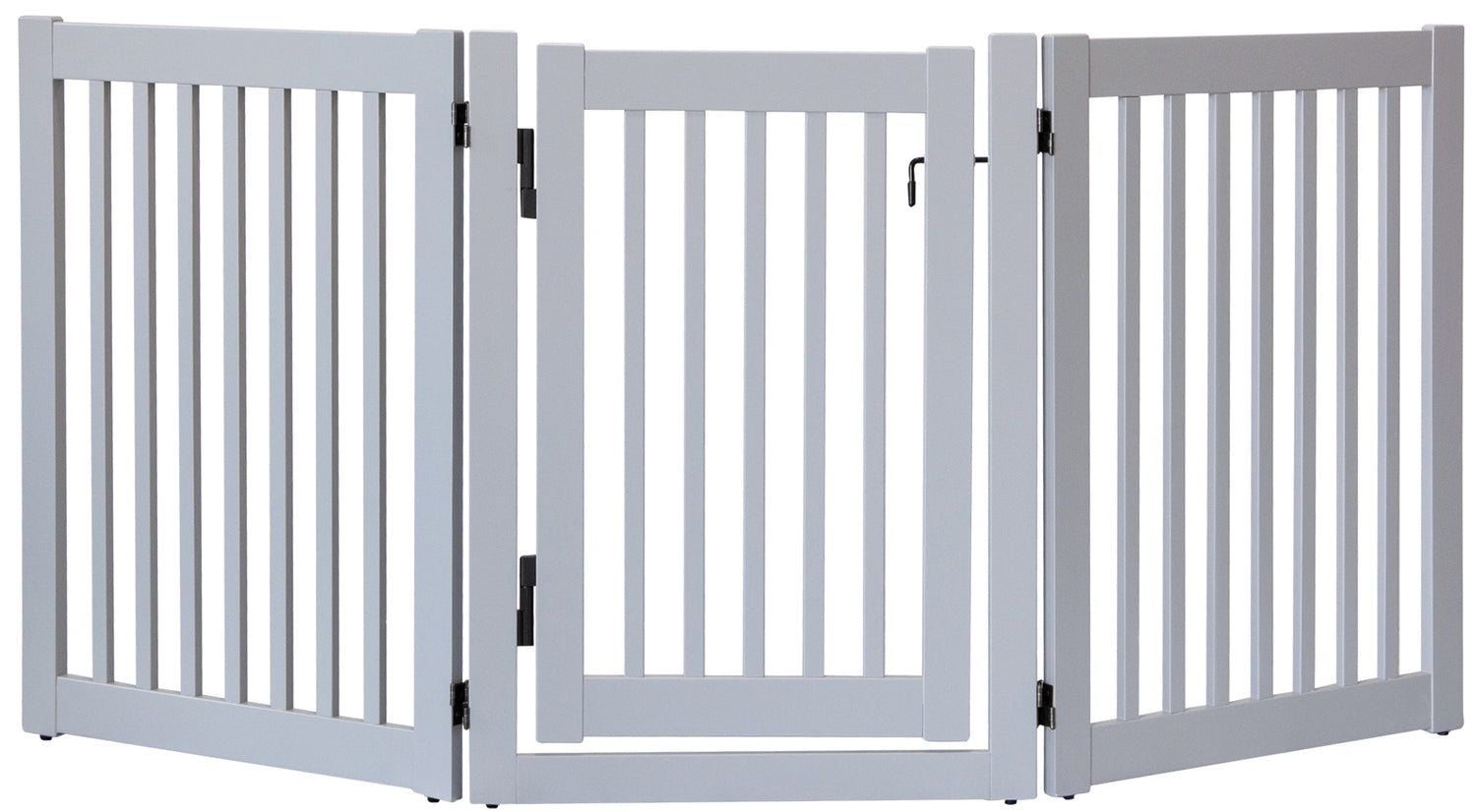 Amish Handcrafted 3 Panel Pet Gate w/Door Pumice Grey