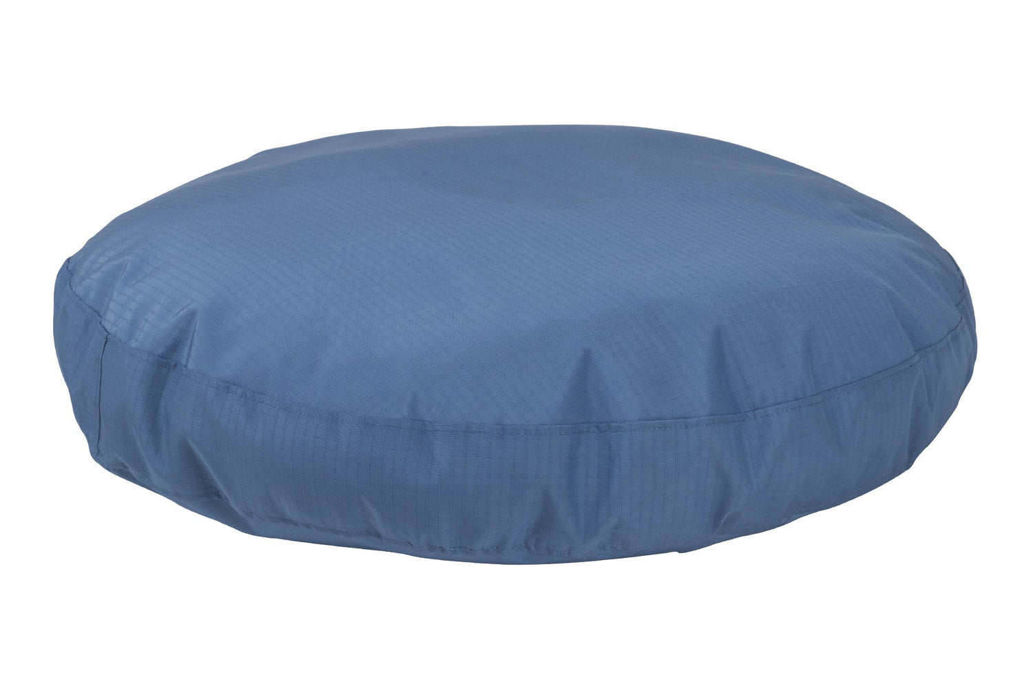 chew-resistant round dog bed blue