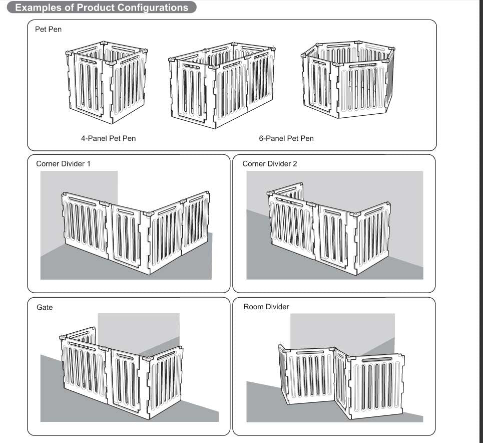 4 panel dog gate and crate configurations