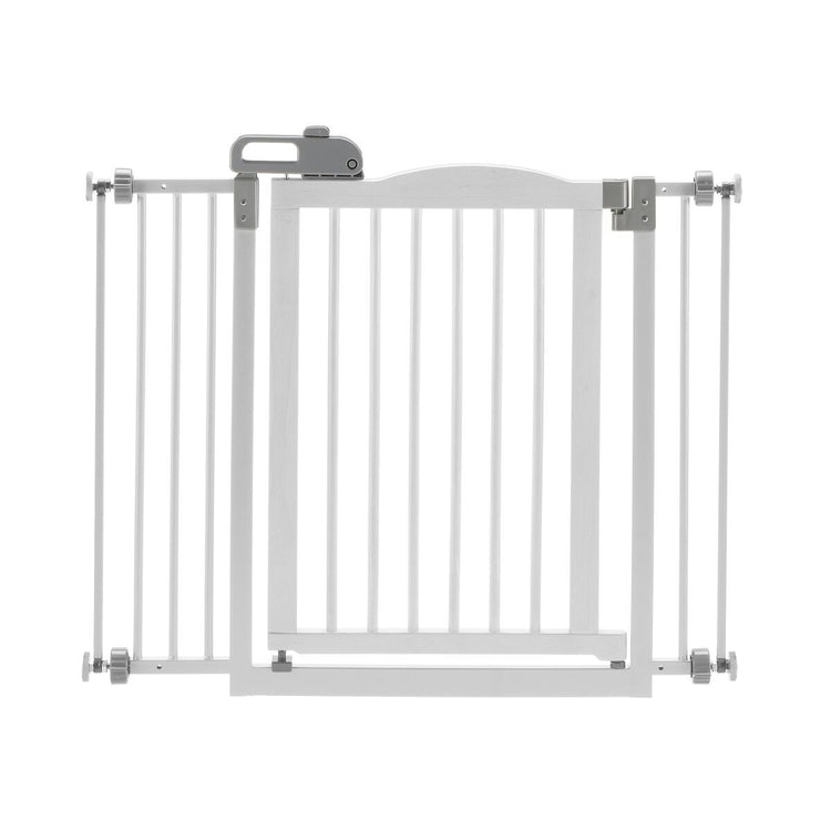 pressure mounted dog gate with door, white
