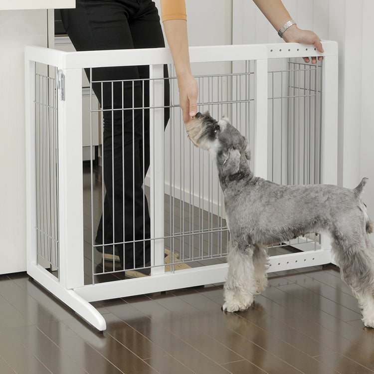 tall white freestanding stand alone dog gate