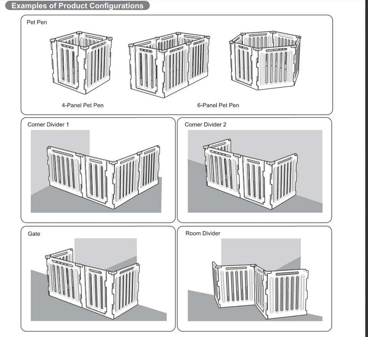 dog gate and dog pen configurations
