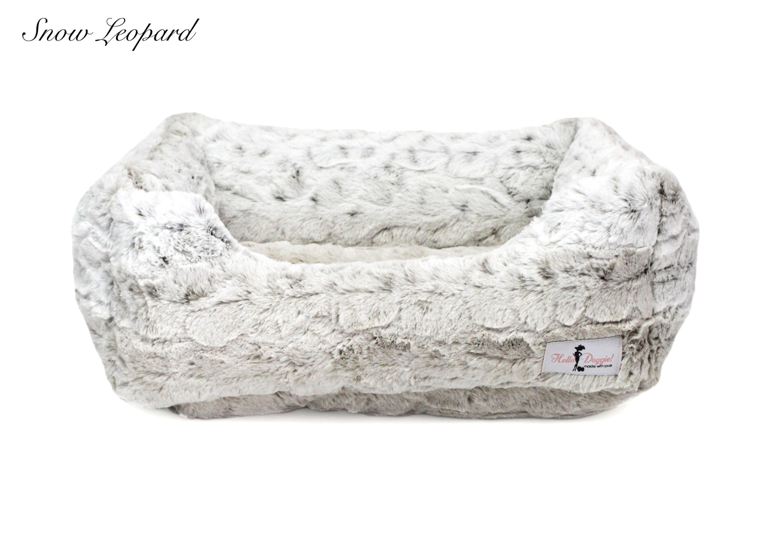 High quality snow leopard print dog bed
