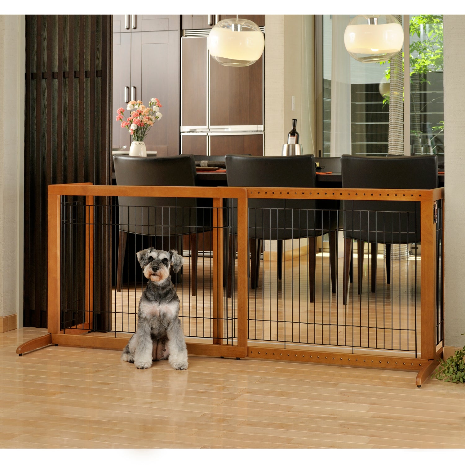 hardwood luxury stand alone freestanding dog gate