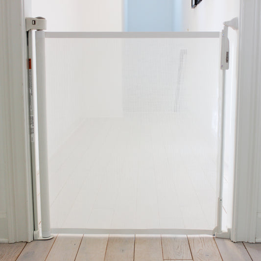 retractable safety dog gate white