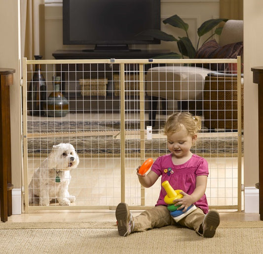 Tall and wide wire mesh pressure mounted dog gate